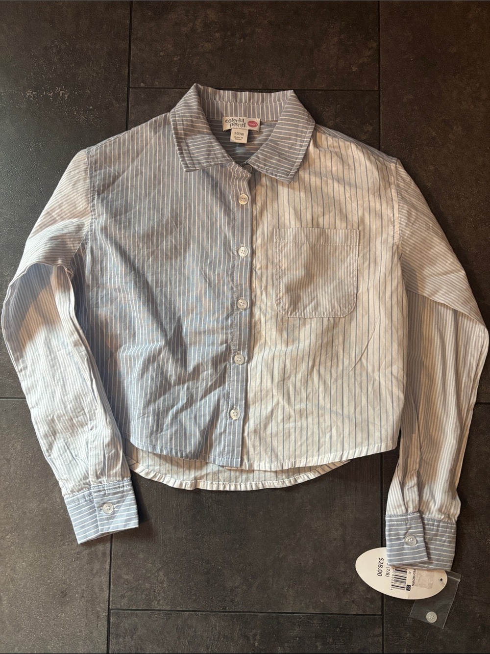 Cat & Jack Blue/White Striped Button-Down Shirt for Kids
